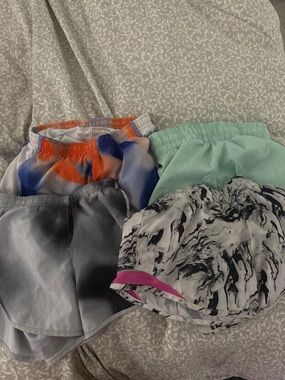 Lot of 4 girls Athletic Shorts - Mint, Marble, Gray & Tie-Dye Assortment